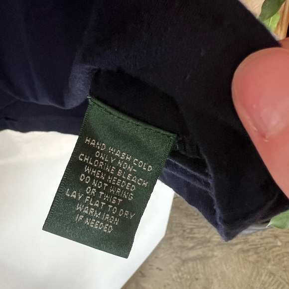 Navy 3/4 Sleeve Ruffle Blouse - Picture 6 of 6